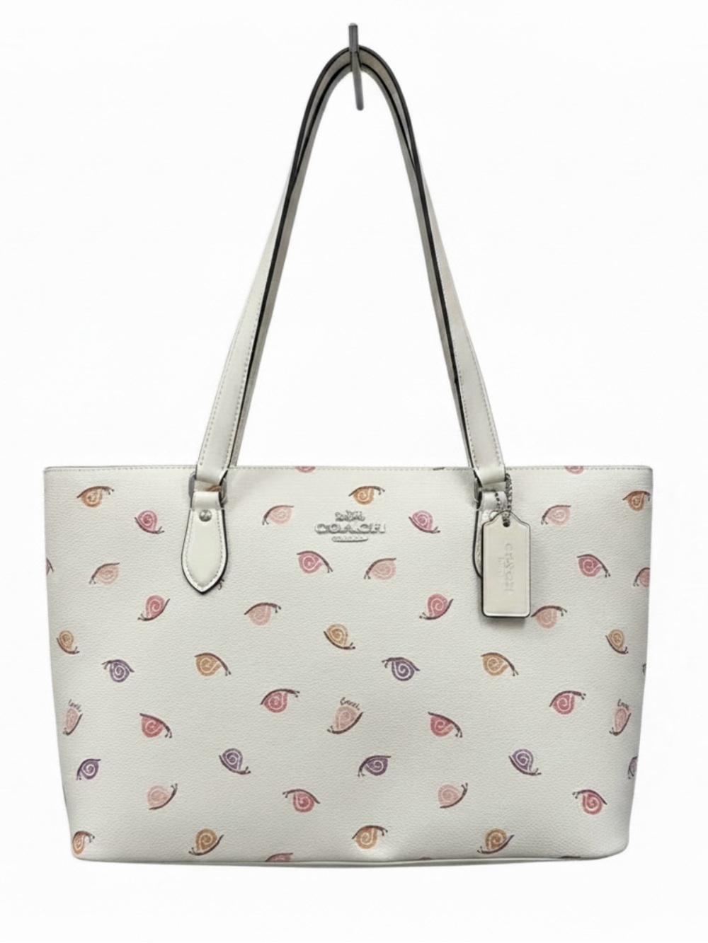 Coach authentic new with tags White Leather Tote with Multicolor Snail Motif